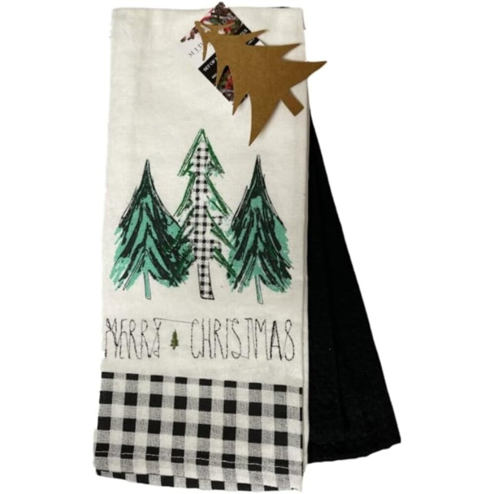 Set of (2) Holiday Kitchen Towels (Black, Merry Christmas)